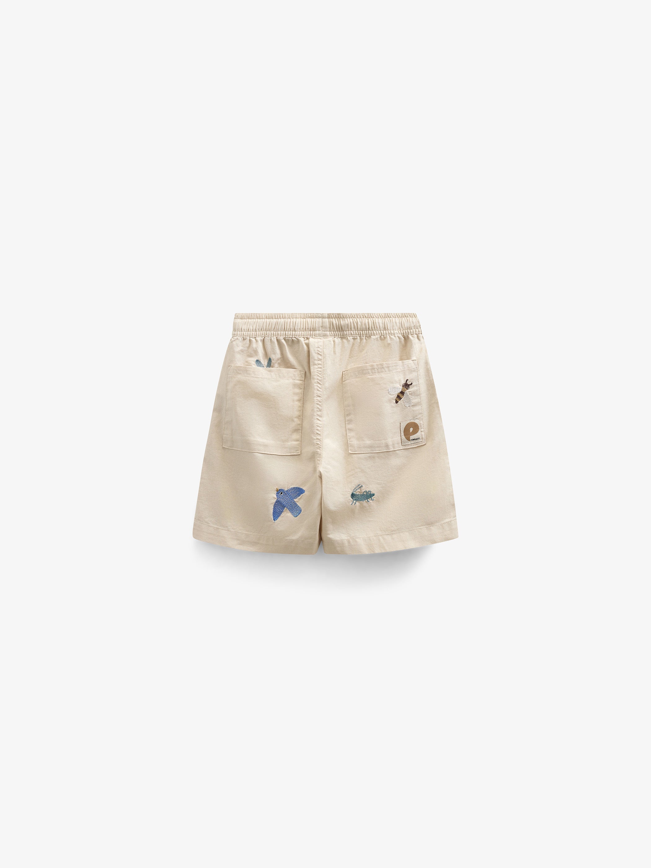 Embroidered Cotton Shorts - Tween - Light Beige | 101098 Erik