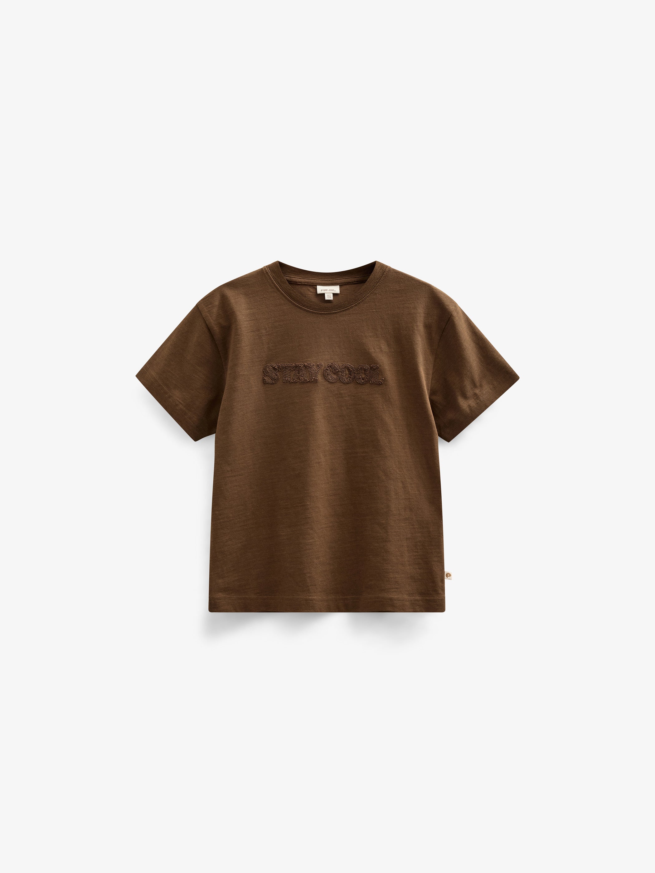 Slub jersey T-shirt met Borduursel - Tween - Dark Brown | 101158 Villum
