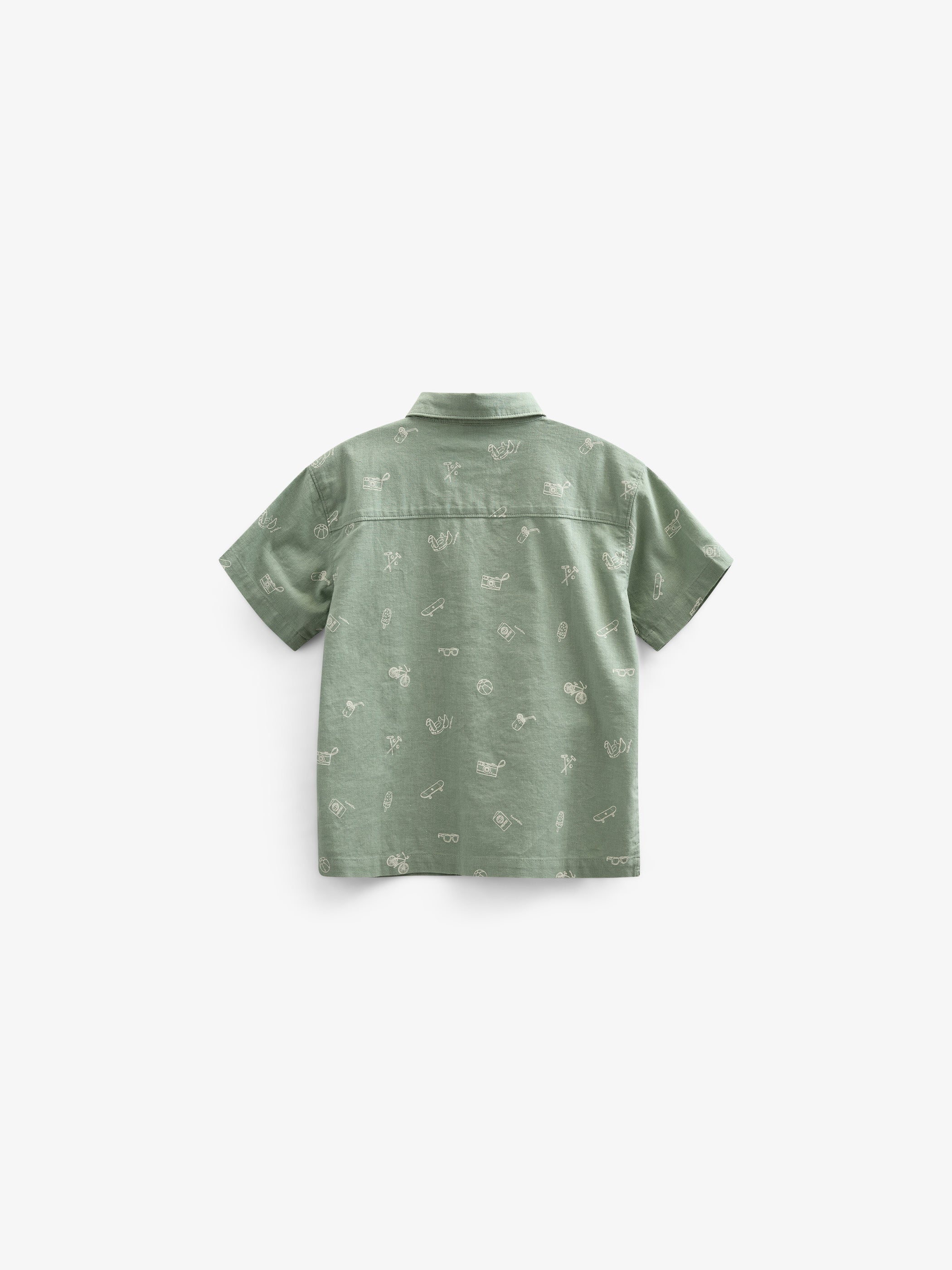 Overhemd van linnenmix met print - Tween - Dusty Green | 101166 William