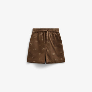 Bedrukte Linnenmix Shorts - Tween - Dark Brown | 101172 William