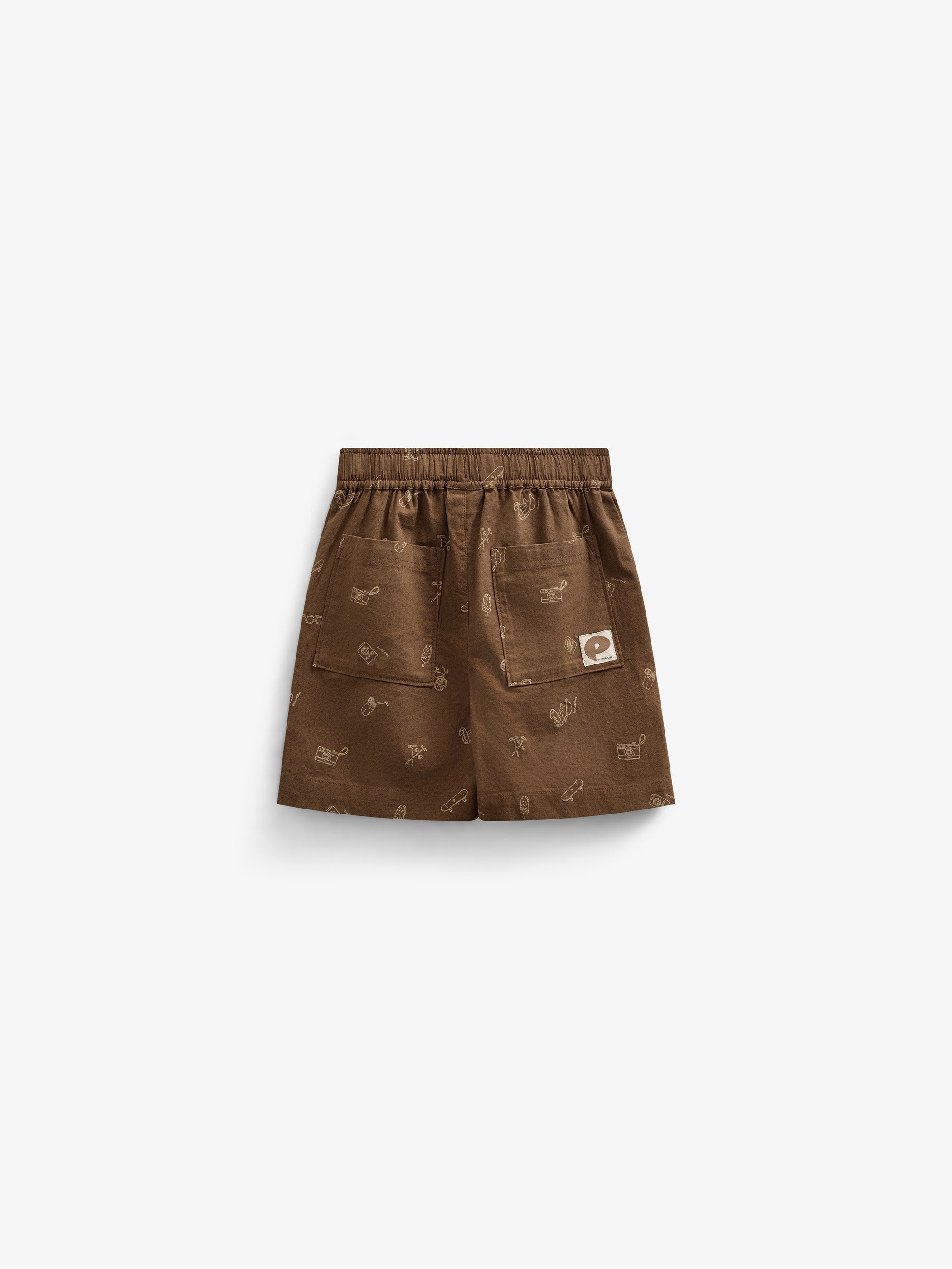 Bedrukte Linnenmix Shorts - Tween - Dark Brown | 101172 William