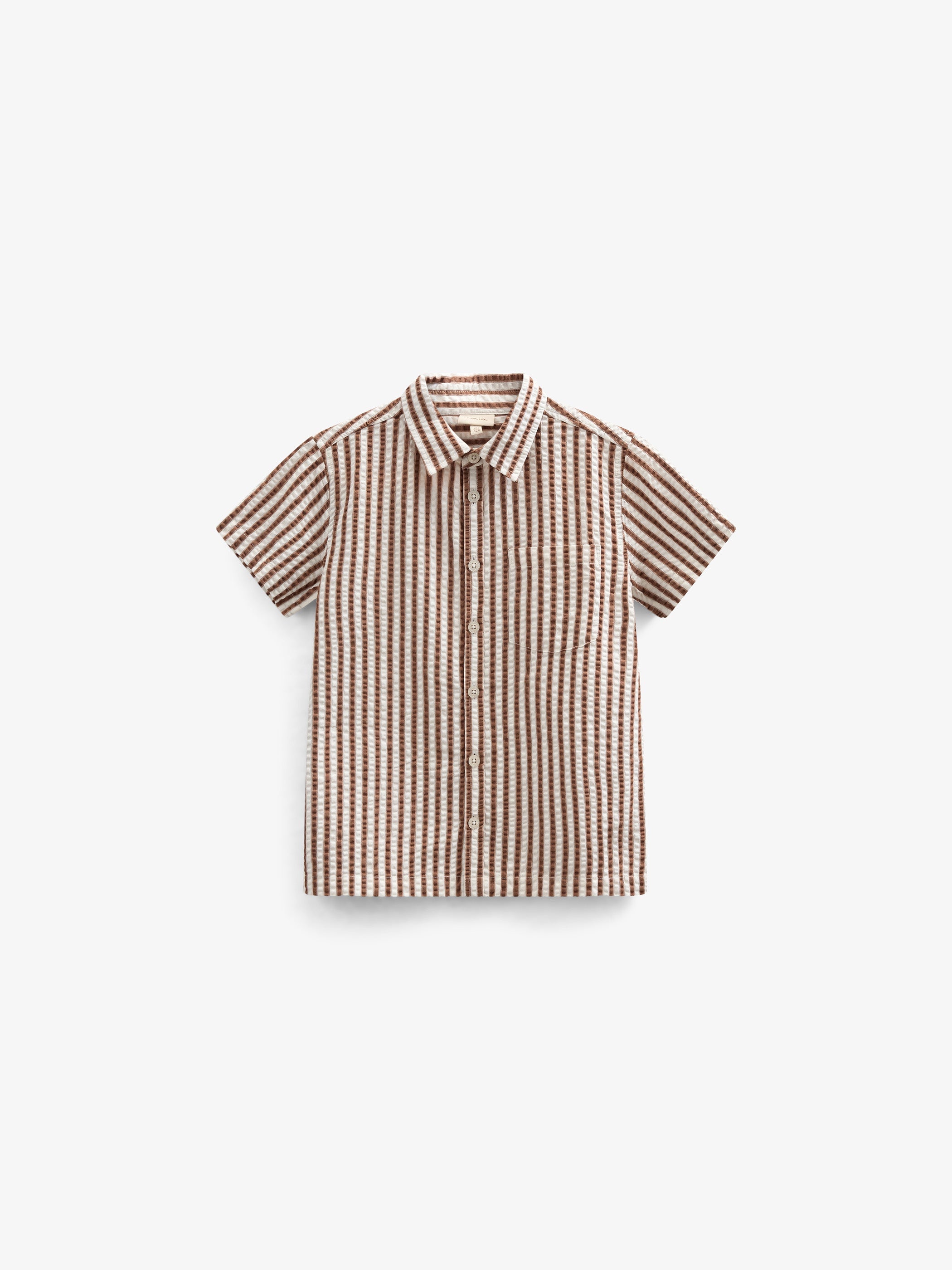 Gestreept seersucker overhemd - Kids - Brown | 101185 Frank