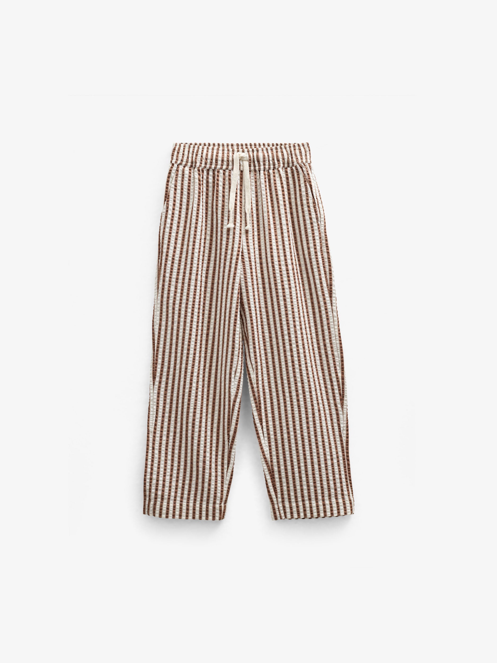 Gestreepte Seersucker Broek - Kids - Brown | 101189 Frank