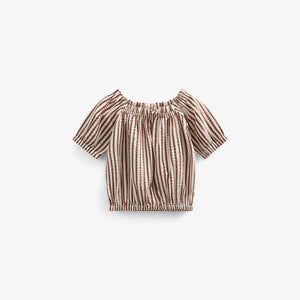 Gestreepte Seersucker Top - Kids - Brown | 101191 Nadia