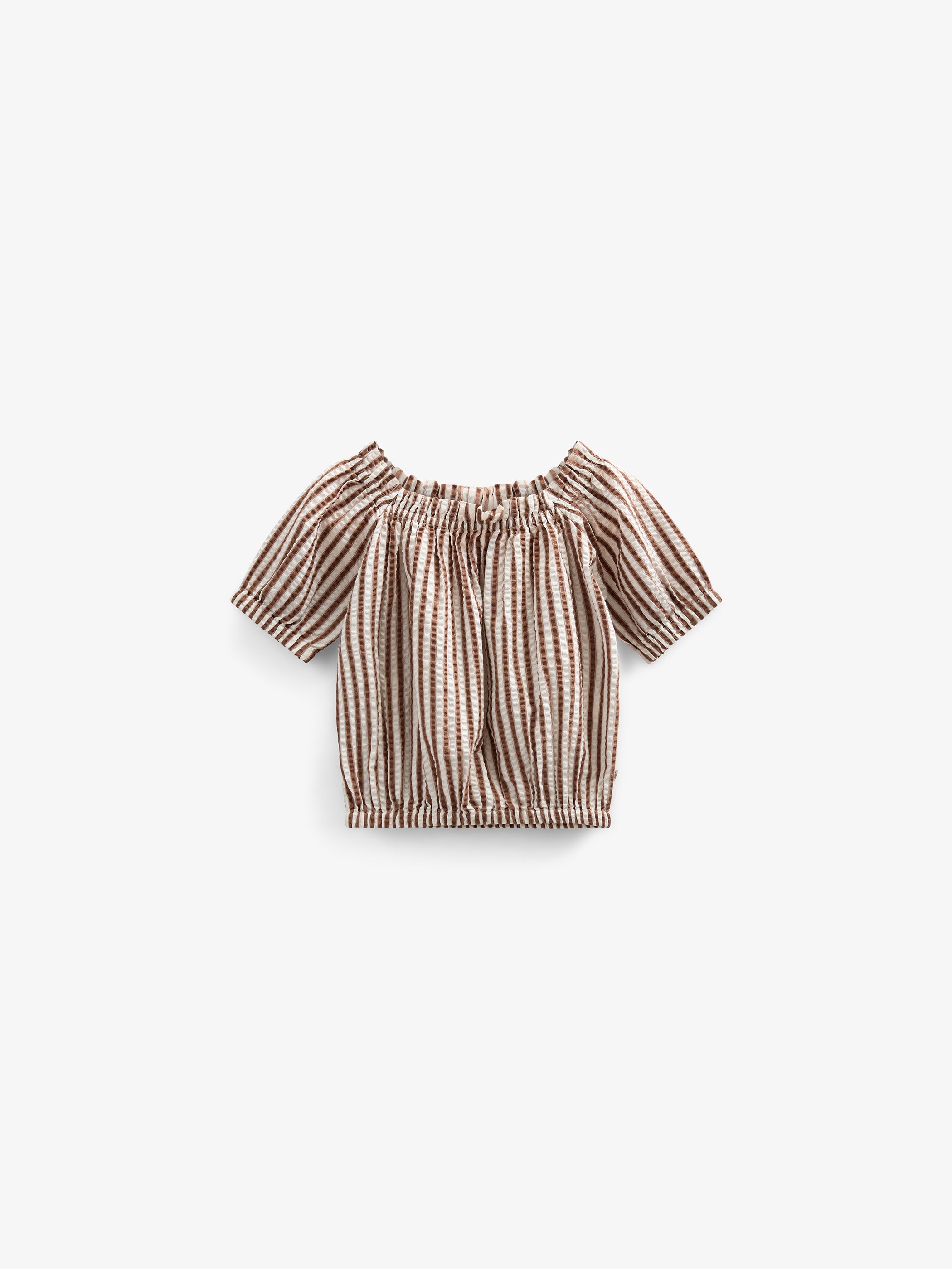Gestreepte Seersucker Top - Kids - Brown | 101191 Nadia