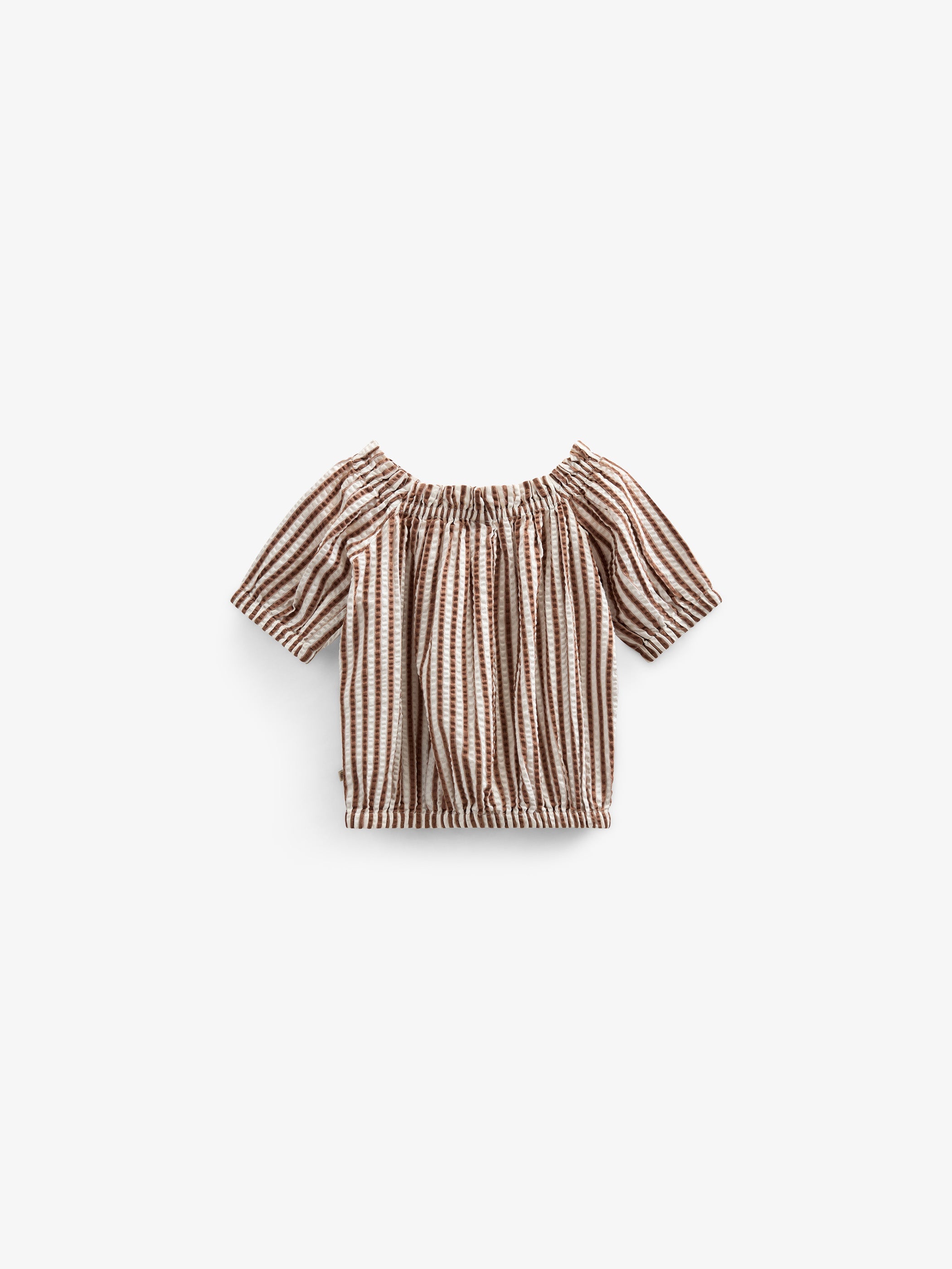 Gestreepte Seersucker Top - Kids - Brown | 101191 Nadia