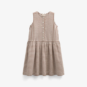 Gestreepte seersucker jurk - Kids - Brown | 101195 Nadia