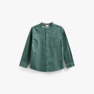 Linnenmix overhemd met mandarijnkraag - Kids - Tropical Green | 101203 Lucca