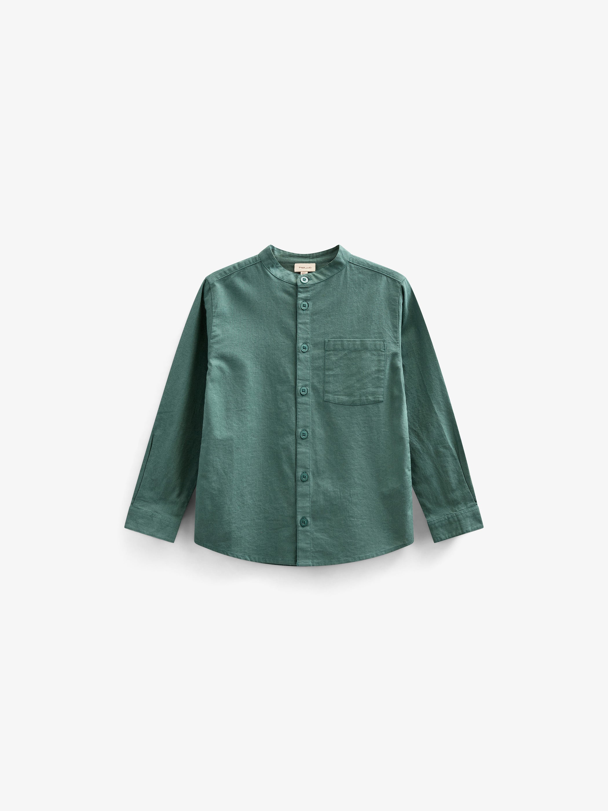 Linnenmix overhemd met mandarijnkraag - Kids - Tropical Green | 101203 Lucca