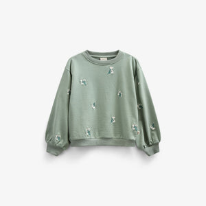 Geborduurd Crewneck Sweatshirt - Kids - Dusty Green | 101211 Kimber