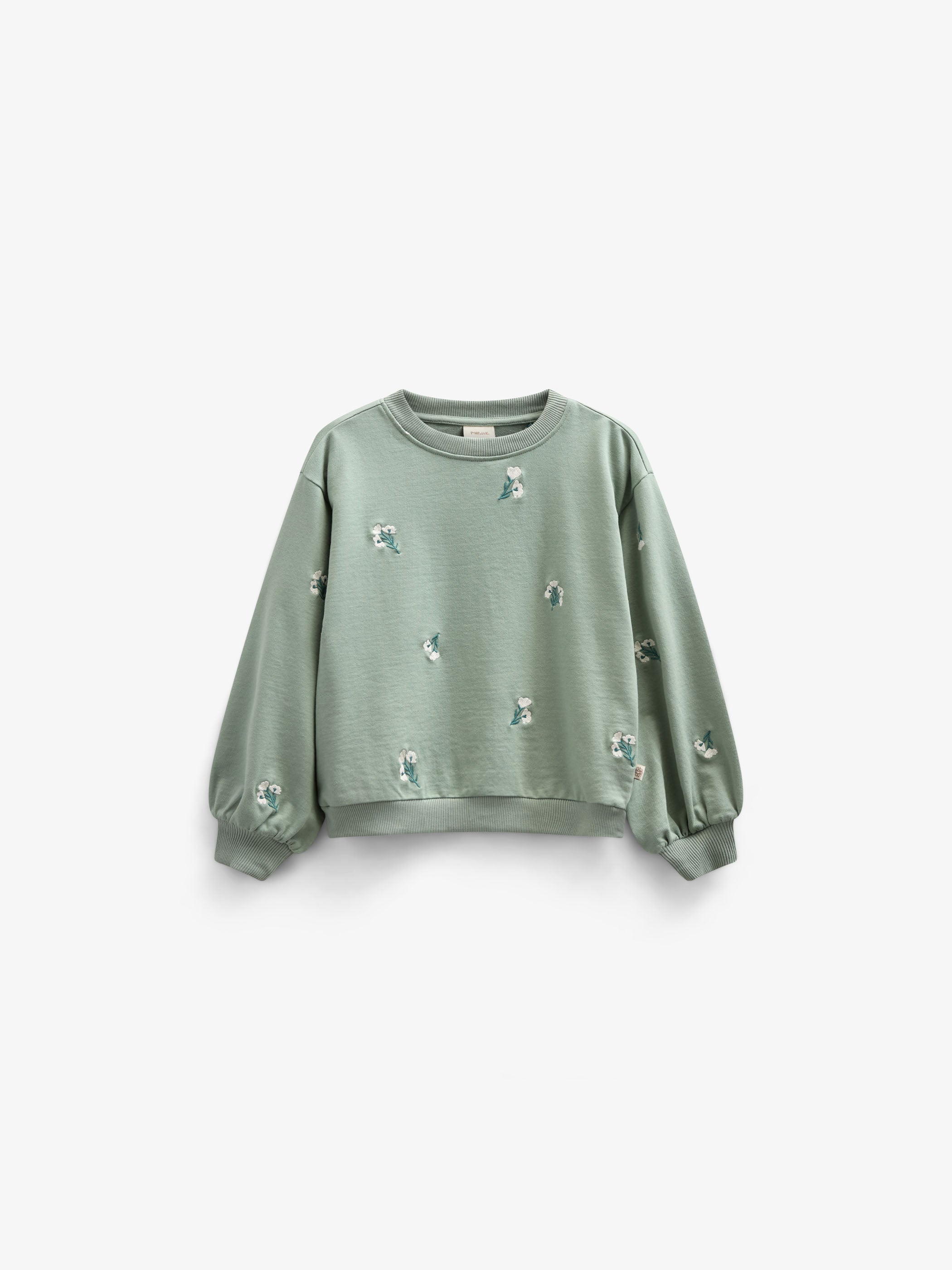 Geborduurd Crewneck Sweatshirt - Tween - Dusty Green | 101212 Kimber