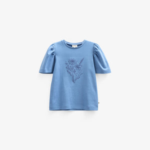 T-shirt met Borduursel - Kids - Dusty Blue | 101237 Amanda
