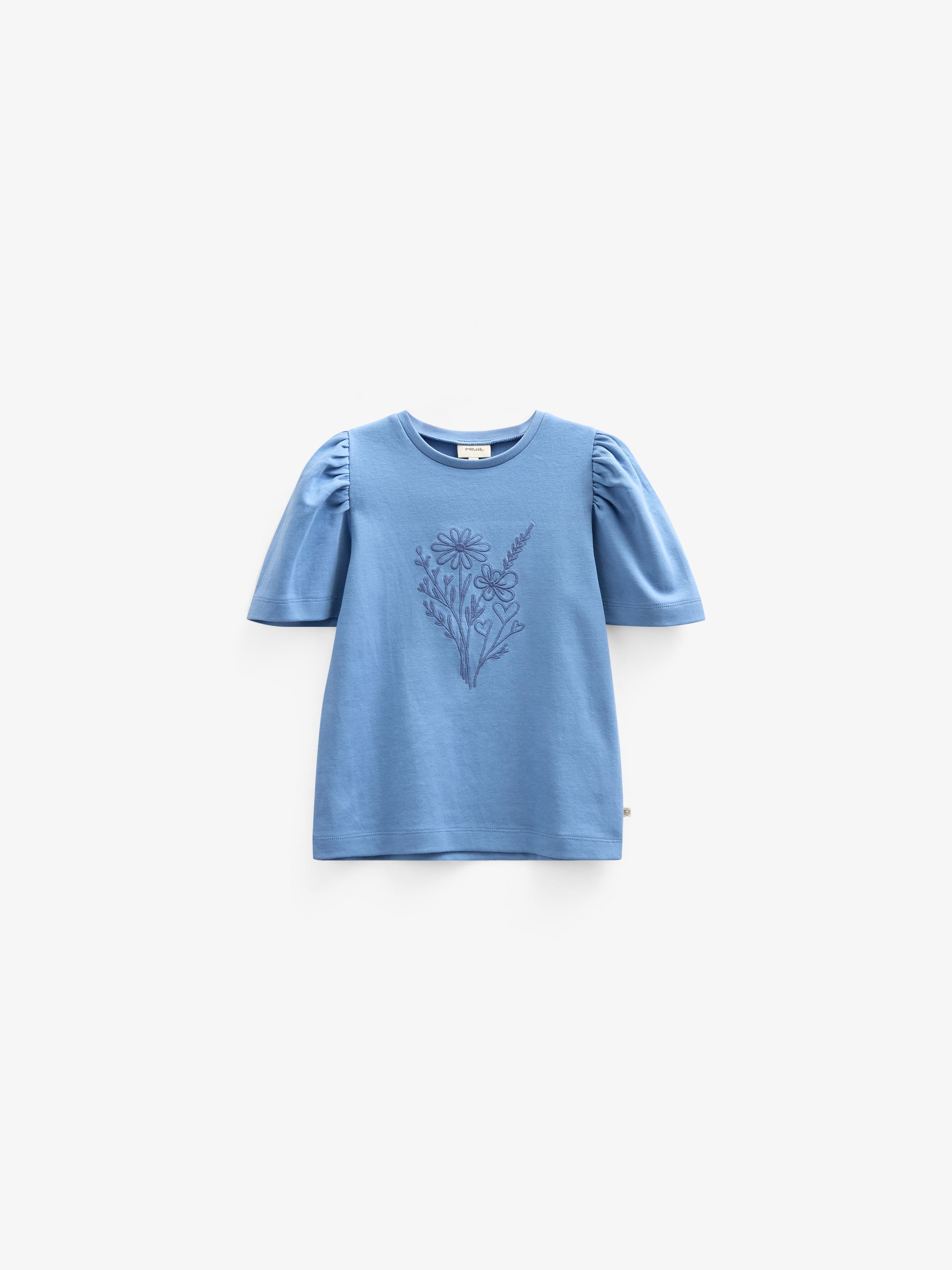 T-shirt met Borduursel - Kids - Dusty Blue | 101237 Amanda