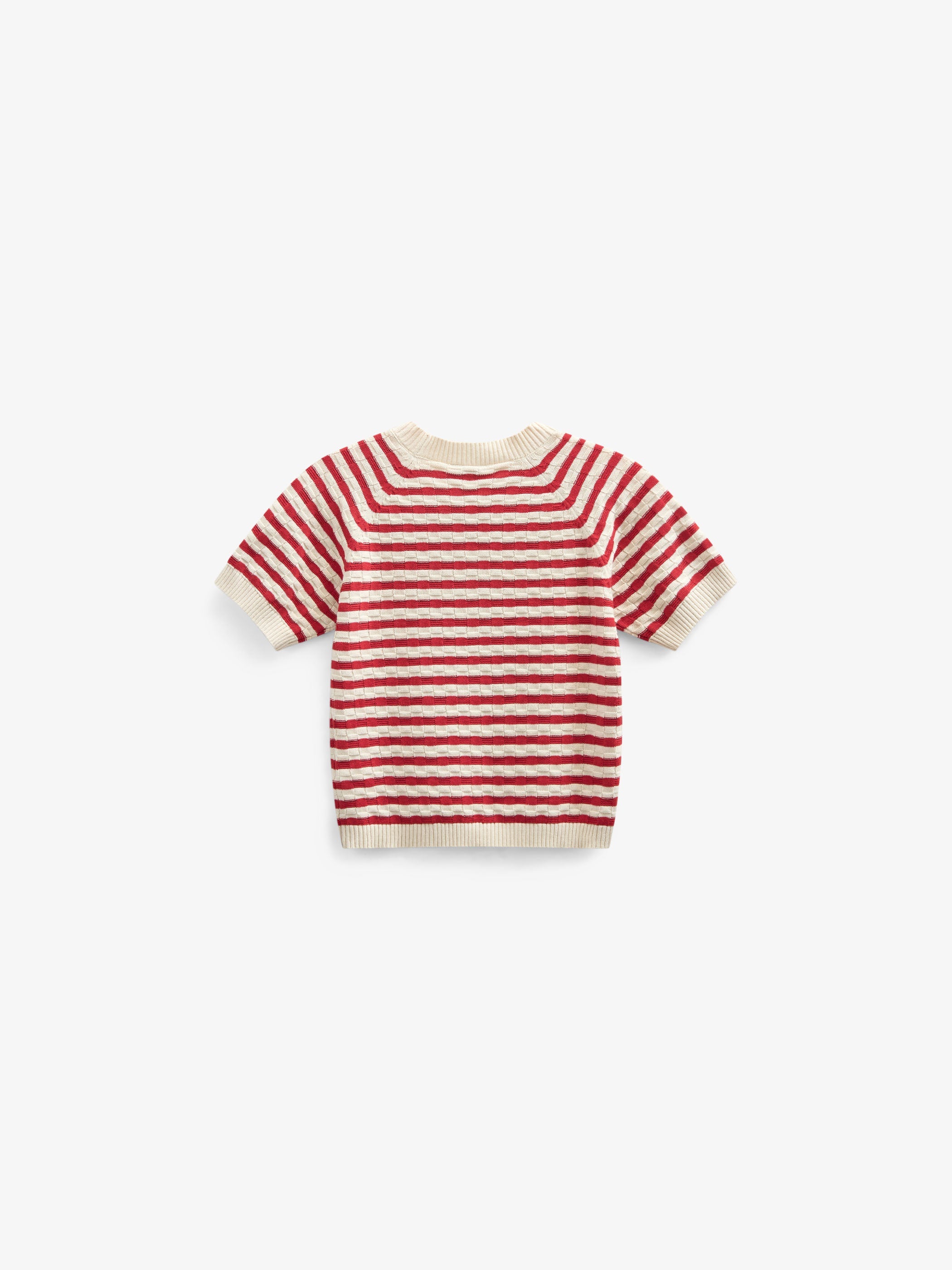 Gestreepte Korte Mouw Katoenen Breisel - Tween - Cherry Red Stripe | 101240 Martha