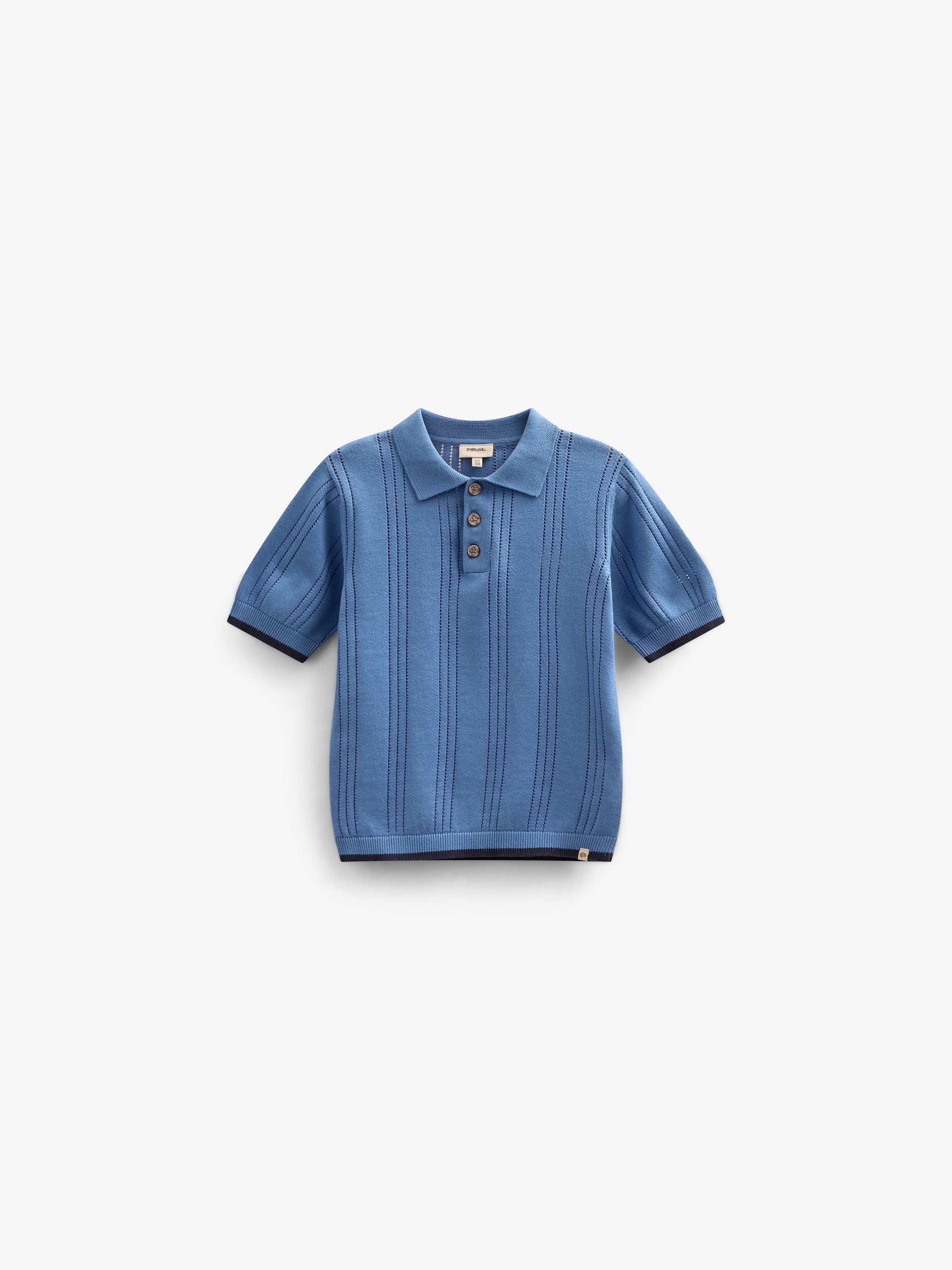 Blauwe gebreide polo - Kids - Dusty Blue | 101243 Dylan
