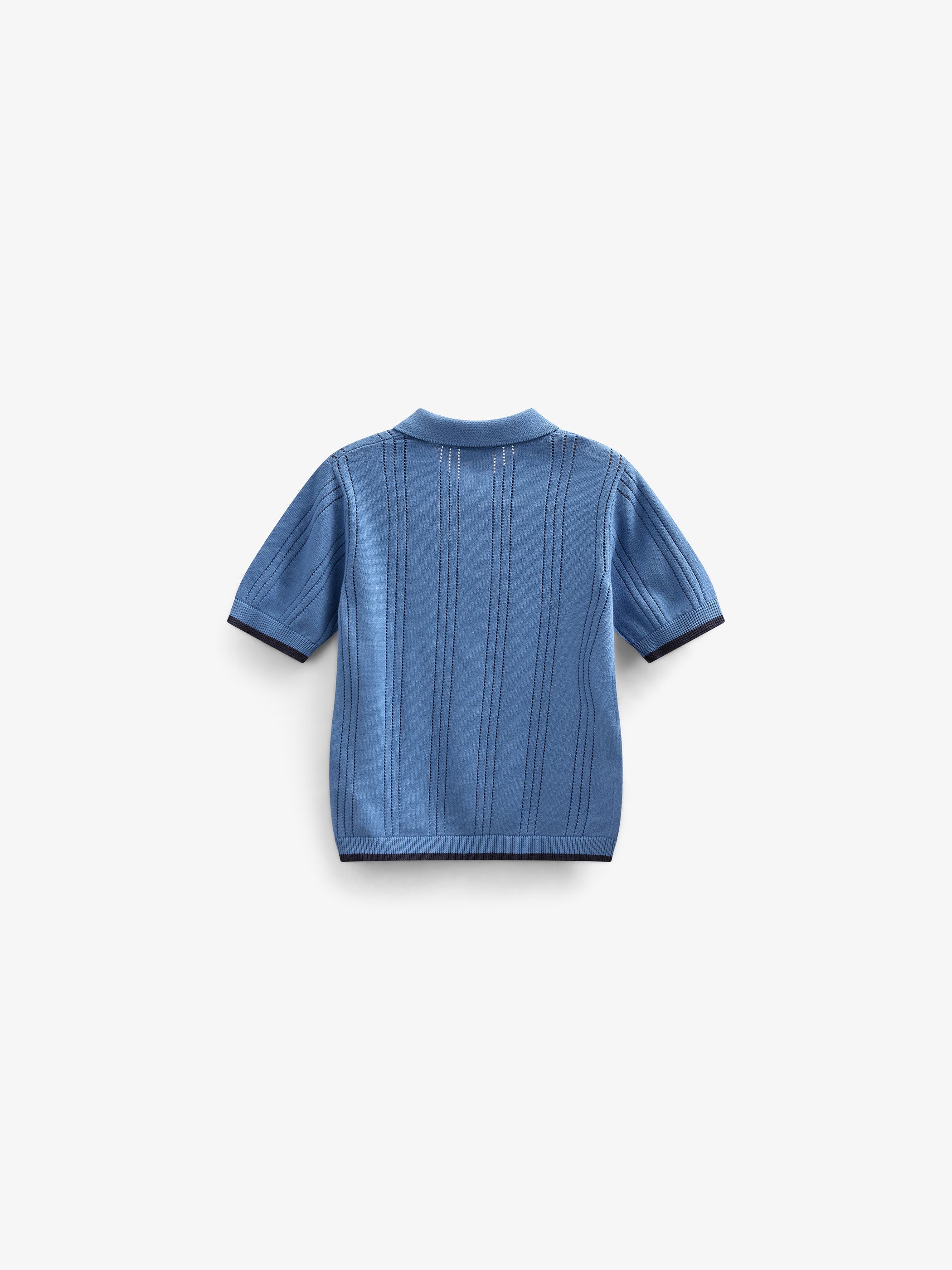 Blauwe gebreide polo - Kids - Dusty Blue | 101243 Dylan