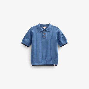 Blauwe gebreide polo - Tween - Dusty Blue | 101244 Dylan