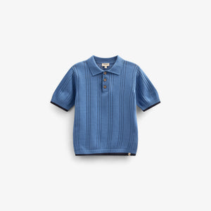 Blauwe gebreide polo - Tween - Dusty Blue | 101244 Dylan