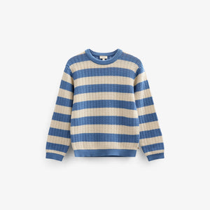 Knit Striped - Kids - Dusty Blue / Offwhite | 101283 Brady