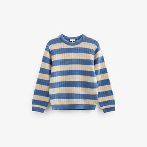 Gestreept Gebreid - Kids - Dusty Blue / Offwhite | 101283 Brady