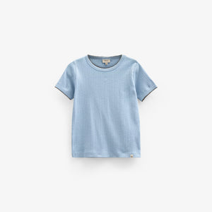 Pointelle T-shirt met contrast picot - Tween - Powder Blue | 101286 Drew