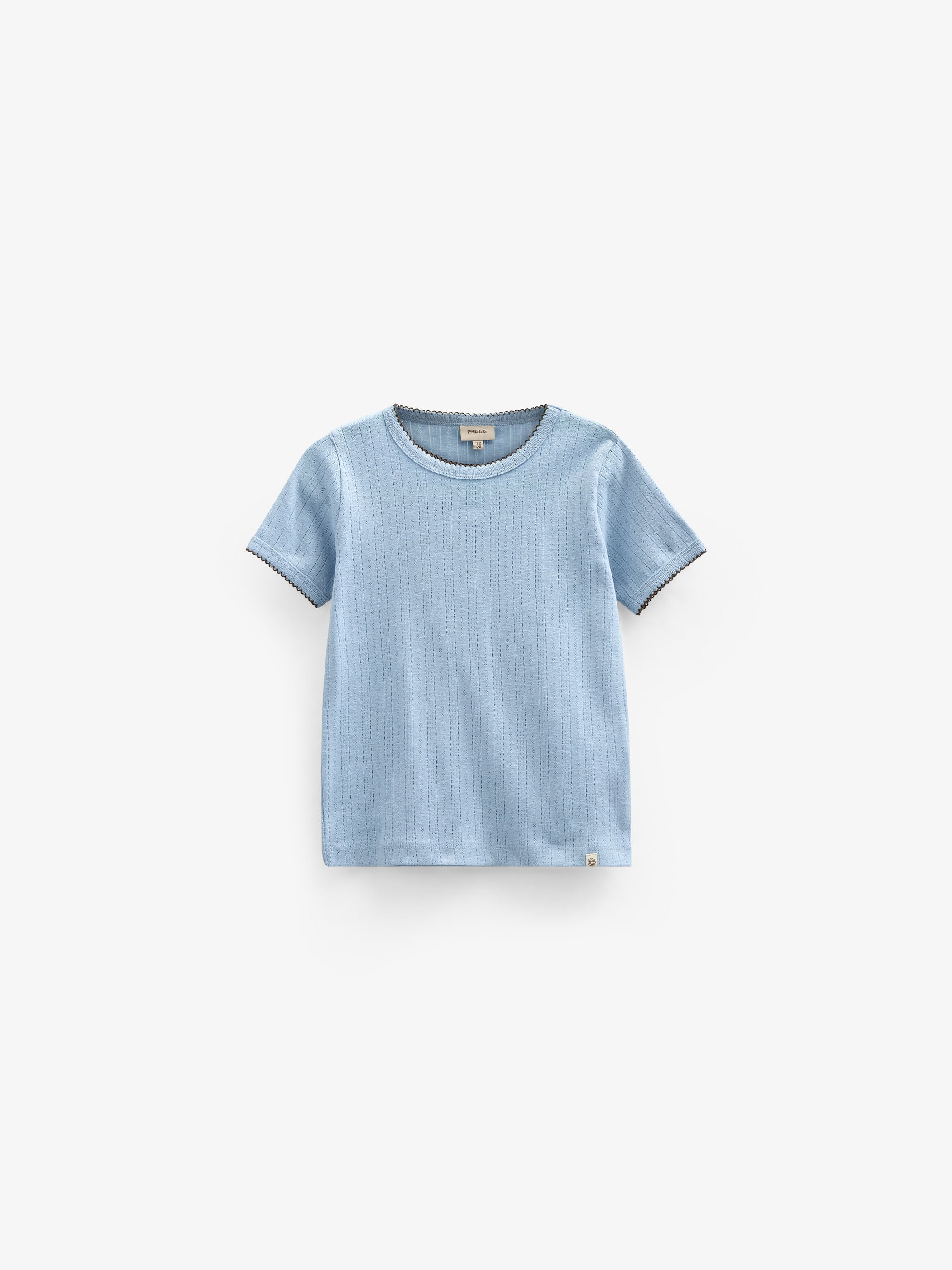 Pointelle T-shirt met contrast picot - Tween - Powder Blue | 101286 Drew