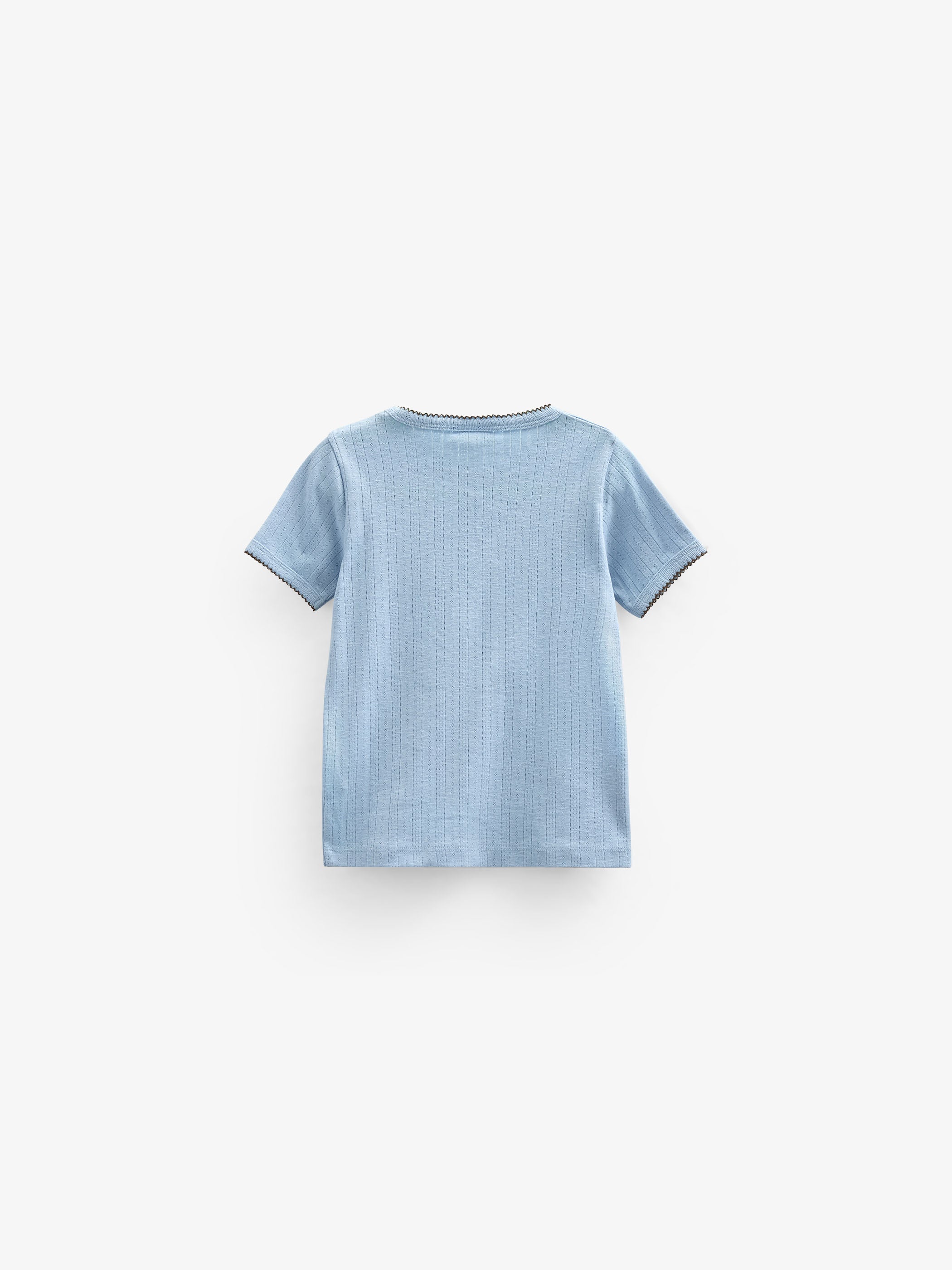 Pointelle T-shirt met contrast picot - Tween - Powder Blue | 101286 Drew