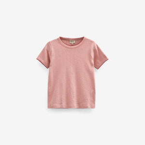 Pointelle T-shirt met contrasterende picot - Tween - Rose Tan | 101288 Drew
