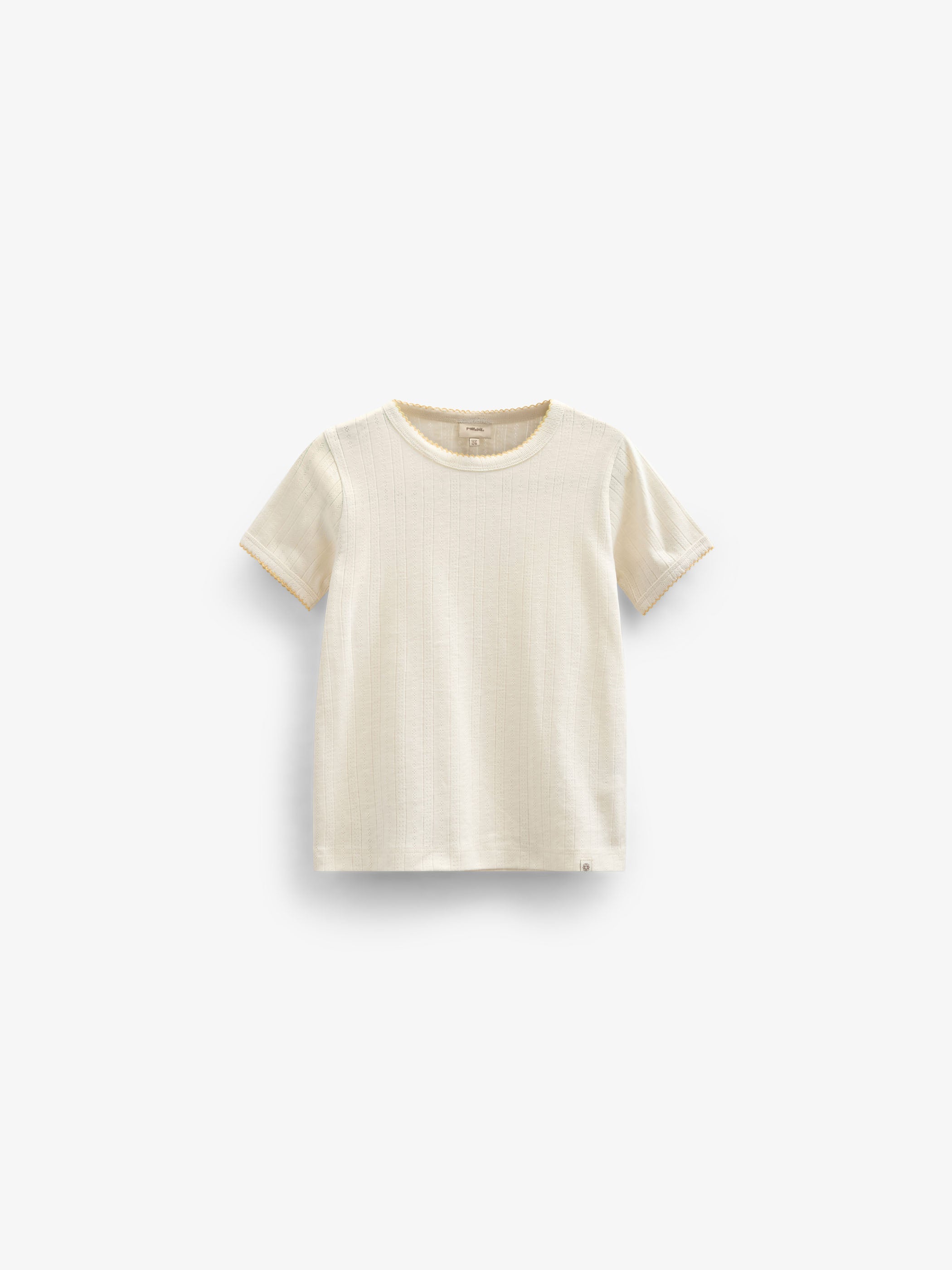 Pointelle T-shirt met contrasterende picot - Tween - Off White | 101290 Drew