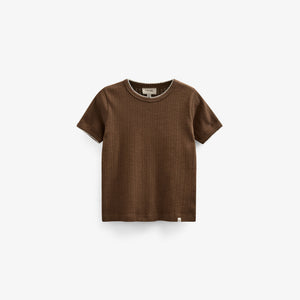 Pointelle T-shirt met contrasterende picot - Kids - Dark Brown | 101291 Drew