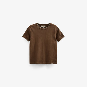 Pointelle T-shirt met contrasterende picot - Kids - Dark Brown | 101291 Drew