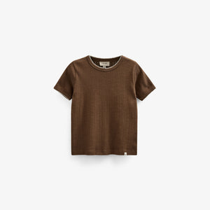 Pointelle T-shirt met contrasterende picot - Tween - Dark Brown | 101346 Drew