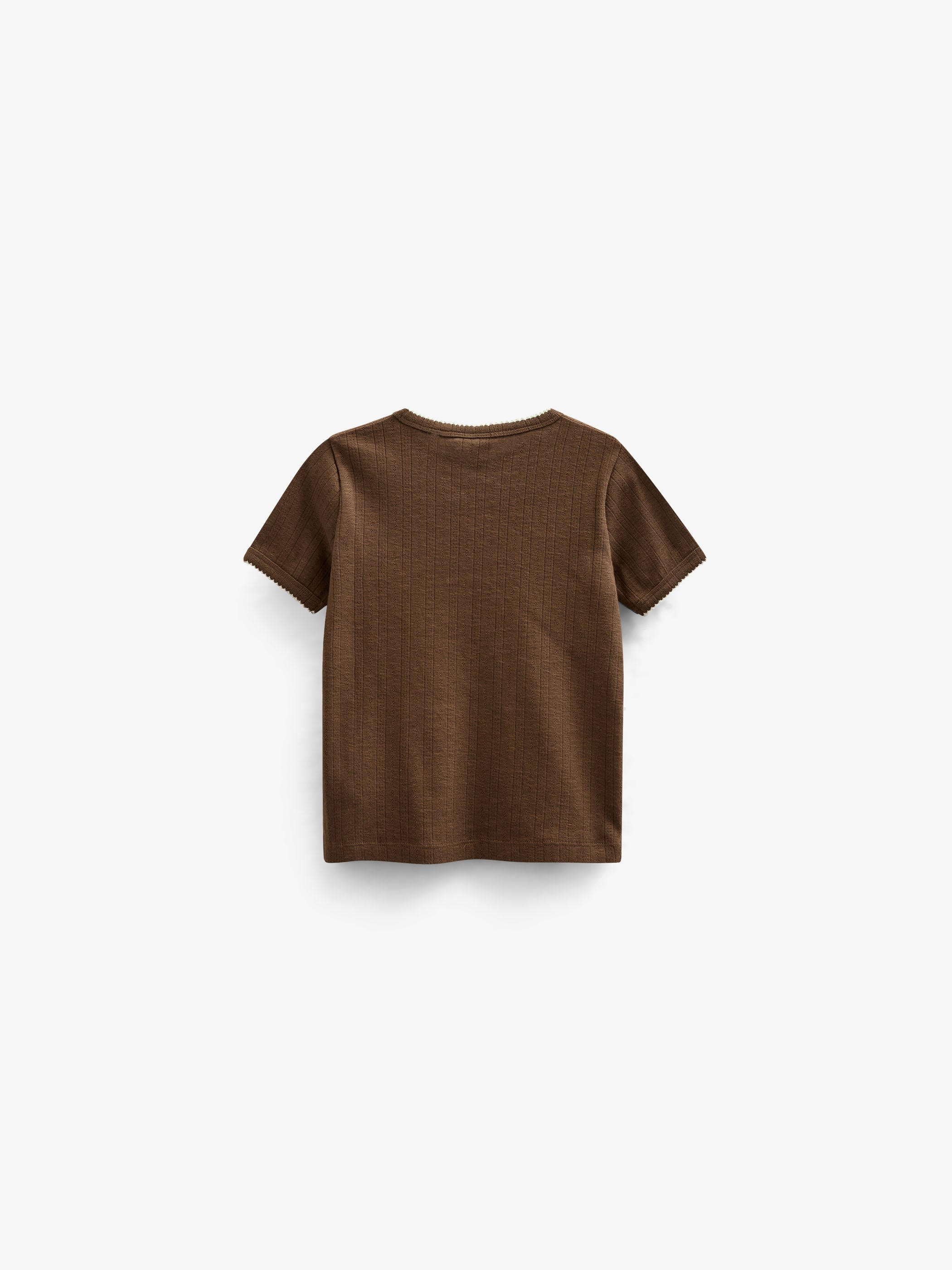 Pointelle T-shirt met contrasterende picot - Tween - Dark Brown | 101346 Drew