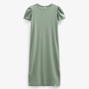 Modal Rib Lang T-shirt Jurk - Tween - Dusty Green | 101295 Lottie