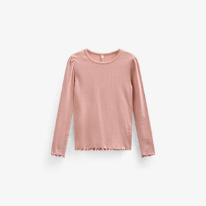 Modal rib T-shirt met lange mouwen - Kids - Rose Tan | 101306 Lottie