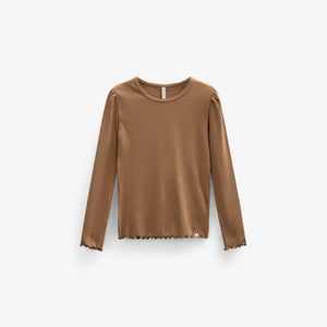 Modal Rib Long Sleeved T-shirt - Tween - Coconut | 101309 Lottie