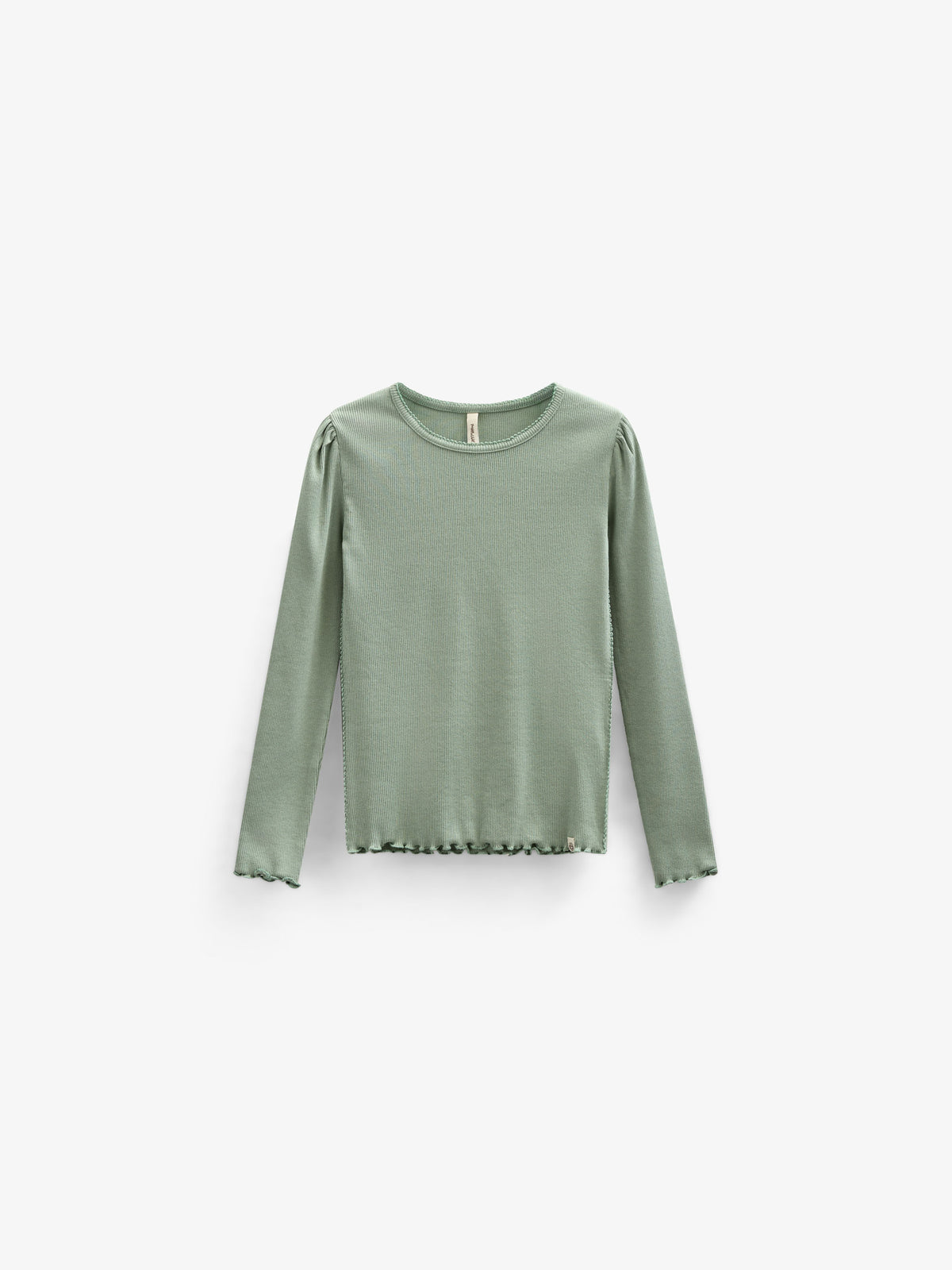 Modal rib T-shirt met lange mouwen - Kids - Dusty Green | 101310 Lottie