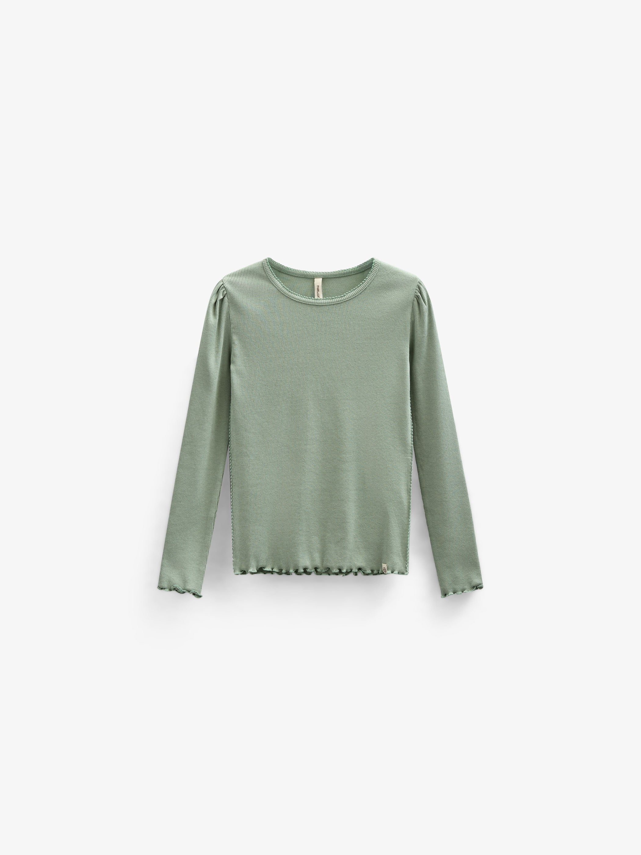 Modal rib T-shirt met lange mouwen - Kids - Dusty Green | 101310 Lottie