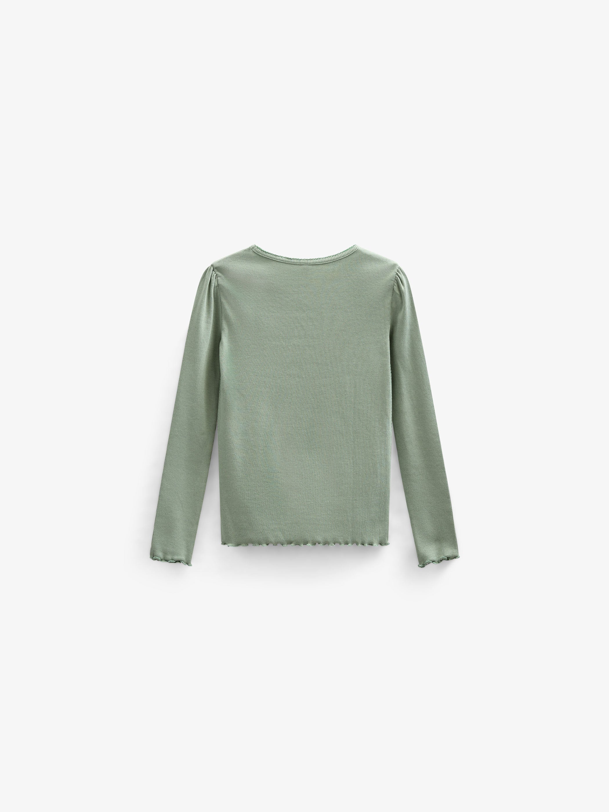 Modal rib T-shirt met lange mouwen - Kids - Dusty Green | 101310 Lottie