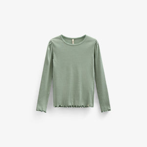 Modal rib T-shirt met lange mouwen - Tween - Dusty Green | 101311 Lottie