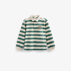 Gestreept Polo Sweatshirt - Kids - Tropical Green/Offwhite | 101340 Marco