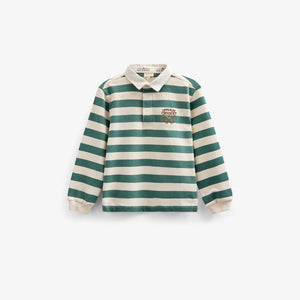Gestreept Polo Sweatshirt - Tween - Tropical Green/Offwhite | 101341 Marco