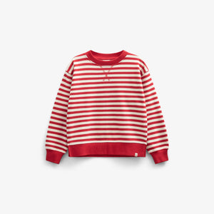 Gestreepte Crewneck Sweatshirt - Tween - Cherry Red Stripe | 101343 Daniella