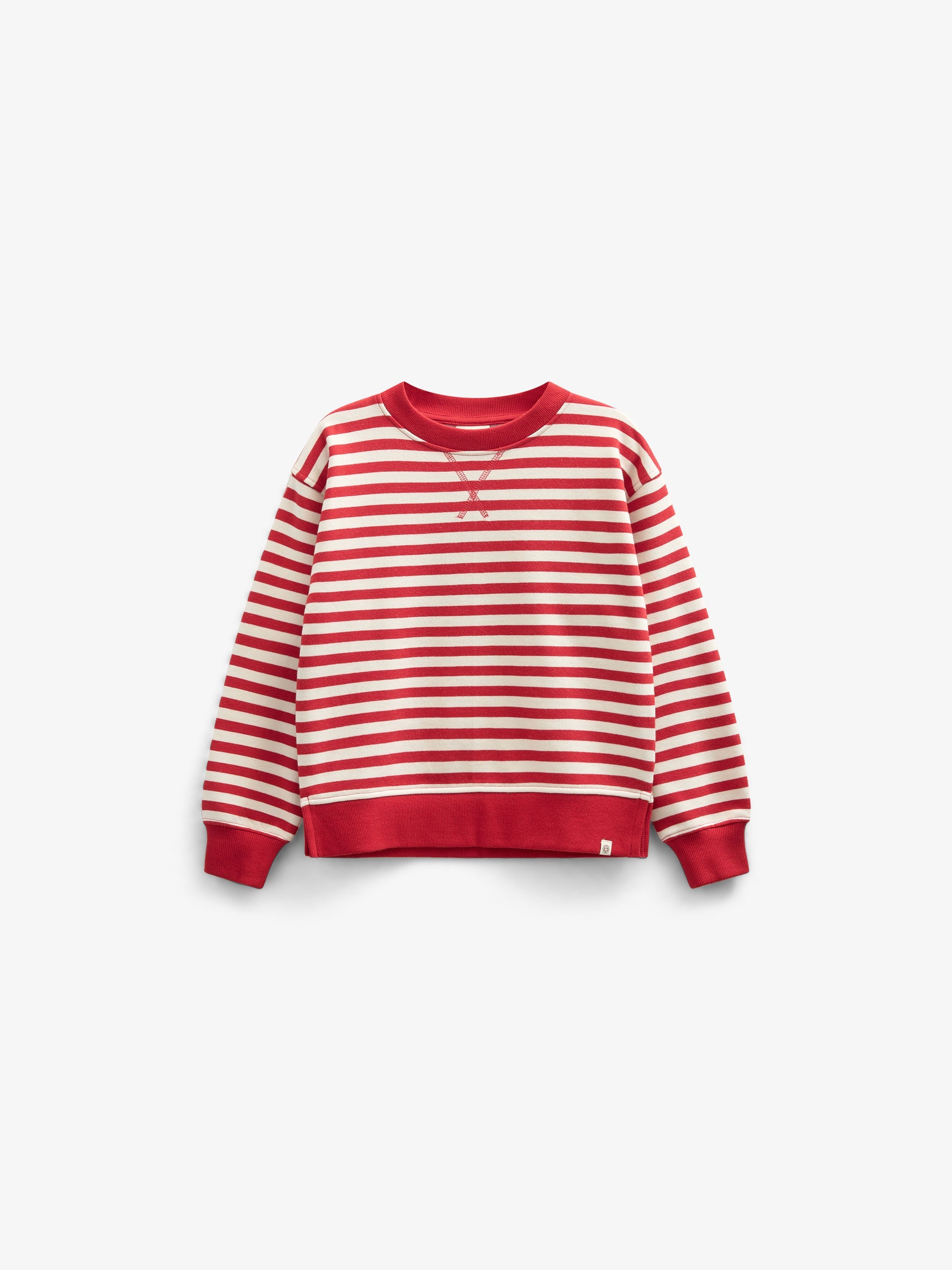 Gestreepte Crewneck Sweatshirt - Tween - Cherry Red Stripe | 101343 Daniella