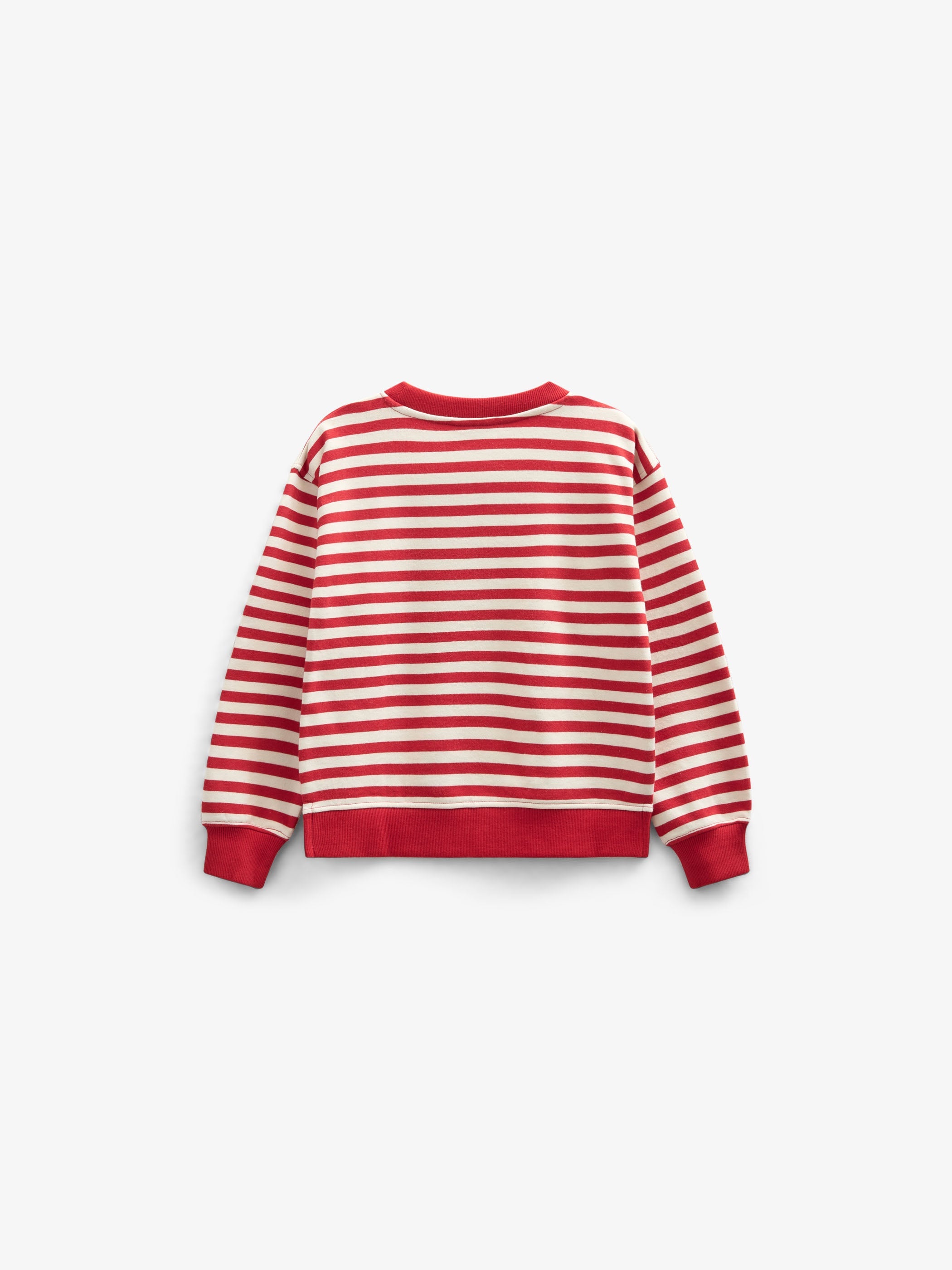 Gestreepte Crewneck Sweatshirt - Tween - Cherry Red Stripe | 101343 Daniella