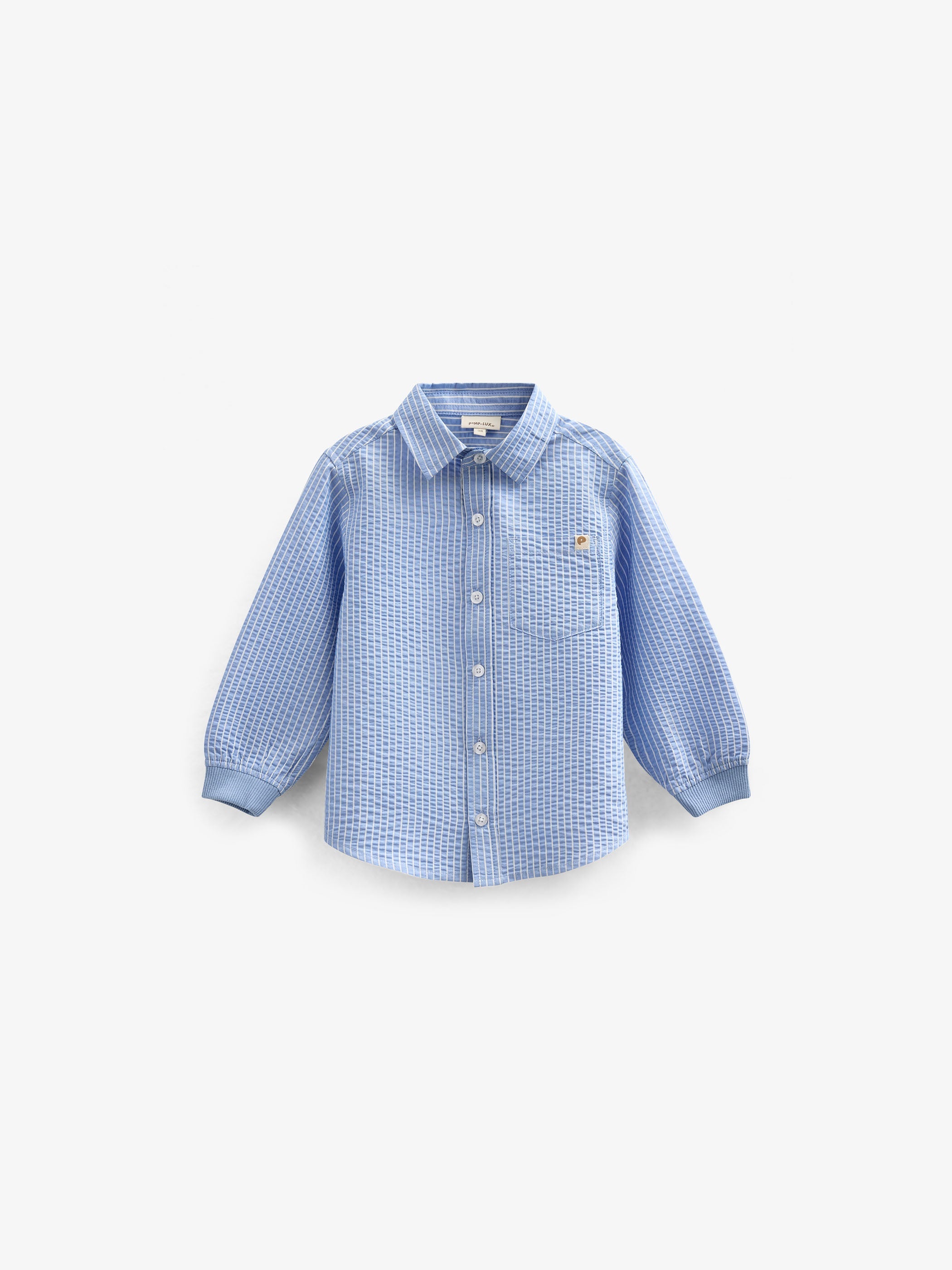 Gestreept seersucker overhemd met ribboord - Kids - Blue Stripe | 101348 Patrick