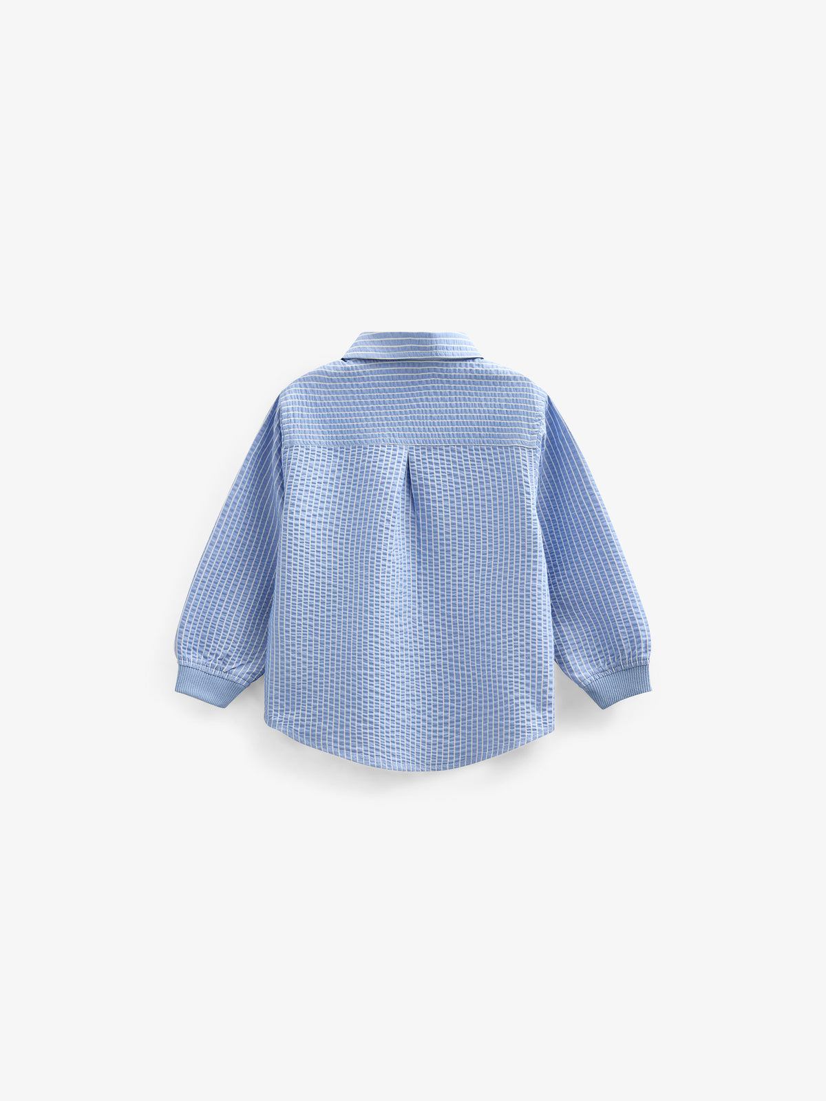 Striped Seersucker Shirt with Rib Cuff - Kids - Blue Stripe | 101348 Patrick