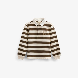 Gestreept Polo Sweatshirt - Kids - Dark Brown/Offwhite | 101397 Marco