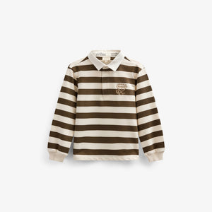 Striped Polo Sweatshirt - Tween - Dark Brown/Offwhite | 101398 Marco