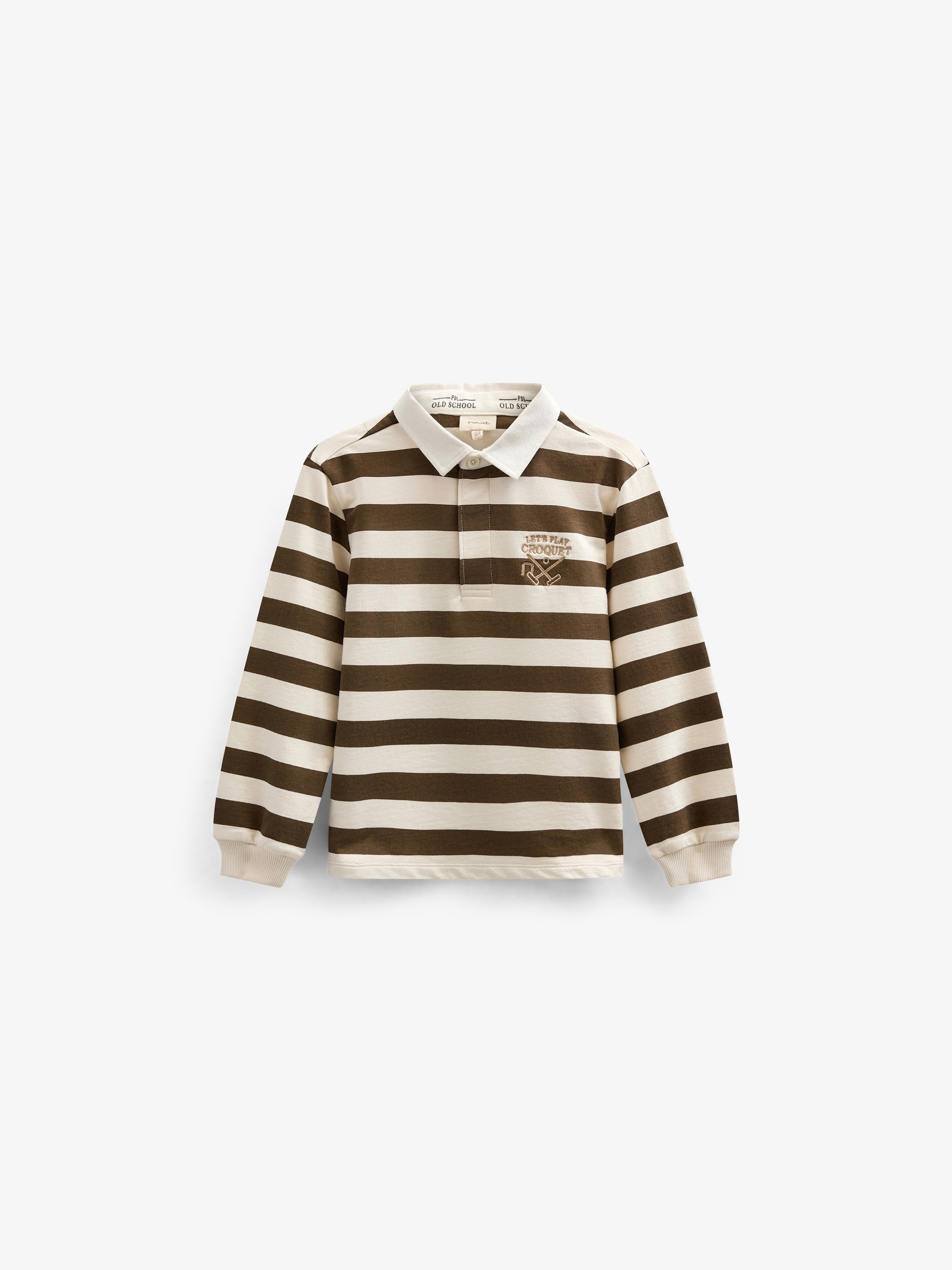 Gestreept Polo Sweatshirt - Tween - Dark Brown/Offwhite | 101398 Marco